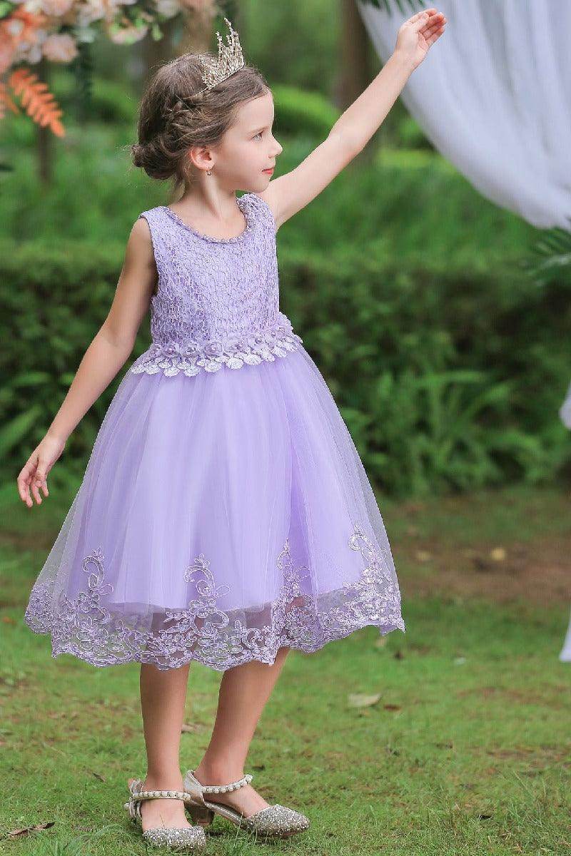 A-Line Scoop Neck Sleeveless Lace/Tulle Flower Girl Dresses With Bow(s) 554482591853 - COCOMELODY